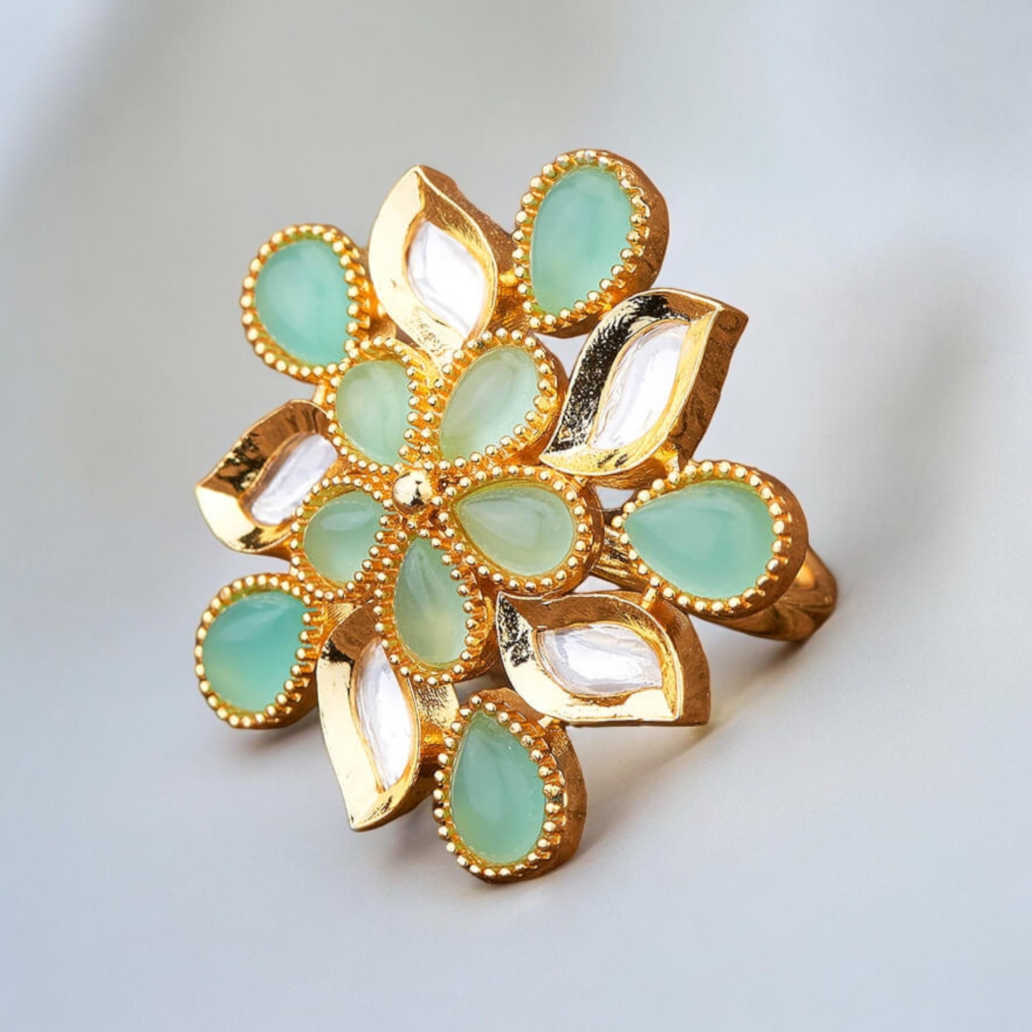 Classic Gold Plated Kundan Ring