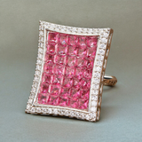 Pink Classic Rhodium Plated Cz Ring